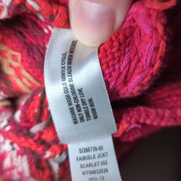 Baby Gap Pink Fair Isle Shawl Collar Cardigan 100% Cotton Girls Size 3T - Picture 4 of 5